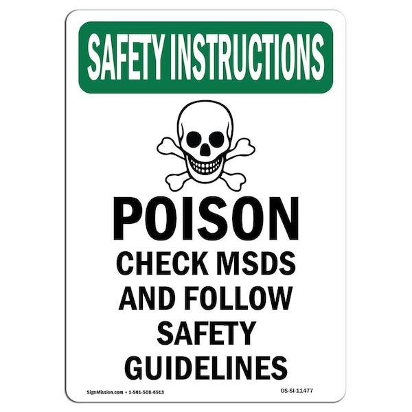 Signmission OSHA INSTRUCTIONS Sign, Poison Check Msds, 24in X 18in Rigid Plastic, 18" W, 24" H, Portrait OS-SI-P-1824-V-11477 - main
